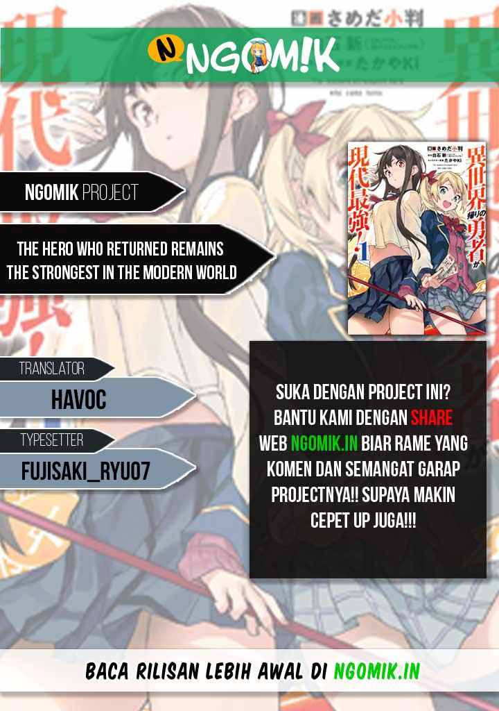 The Hero Who Returned Remains the Strongest in the Modern World Chapter 08.2 Bahasa Indonesia