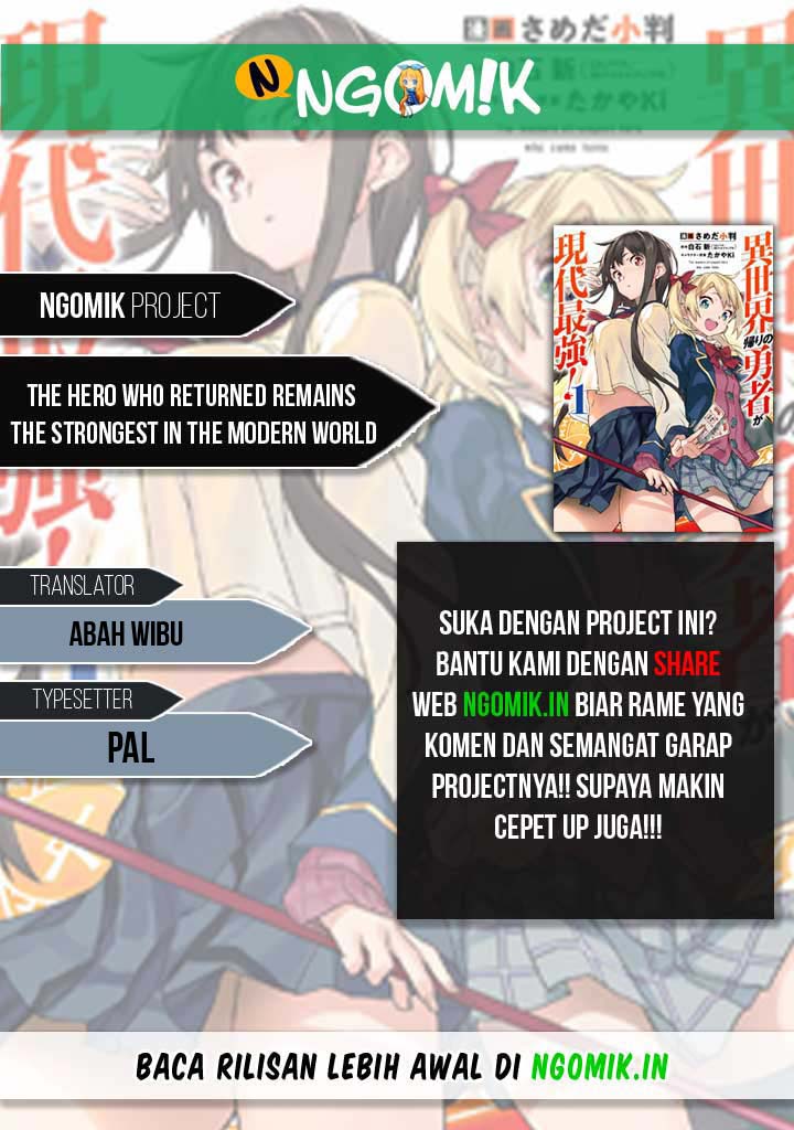 The Hero Who Returned Remains the Strongest in the Modern World Chapter 11.2 Bahasa Indonesia