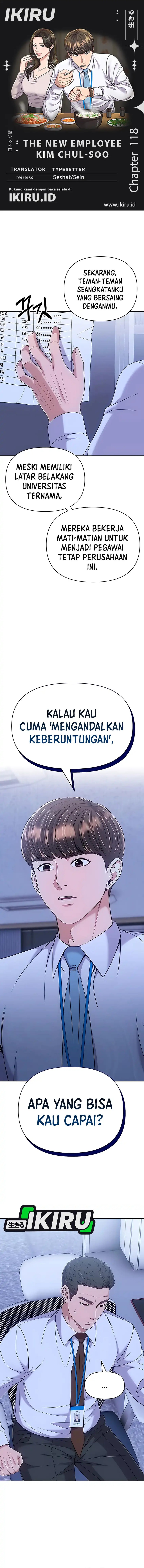 The New Employee Kim Chul-Soo Chapter 118 Bahasa Indonesia