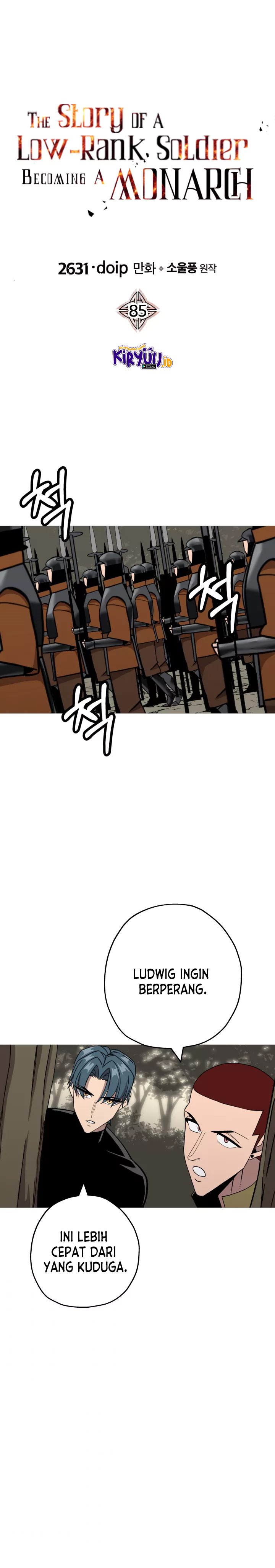 The Story of a Low-Rank Soldier Becoming a Monarch Chapter 85 Bahasa Indonesia