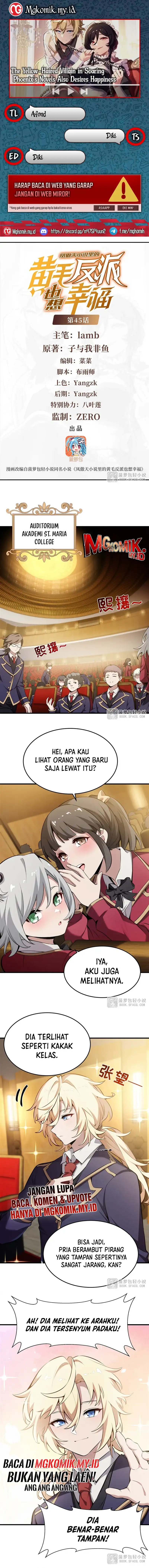 The Yellow-haired Villain in Female Main Character’s Novel wants Happiness Chapter 45 Bahasa Indonesia