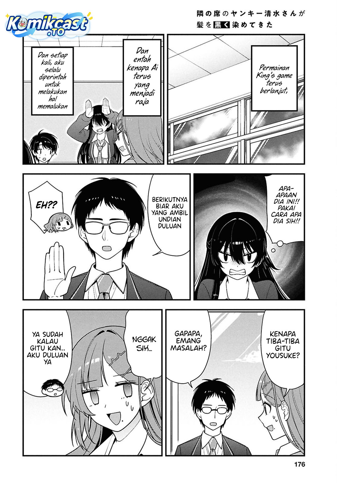 Tonari no Seki no Yankee Shimizu-san ga Kami o Kuroku Sometekita chapter 14