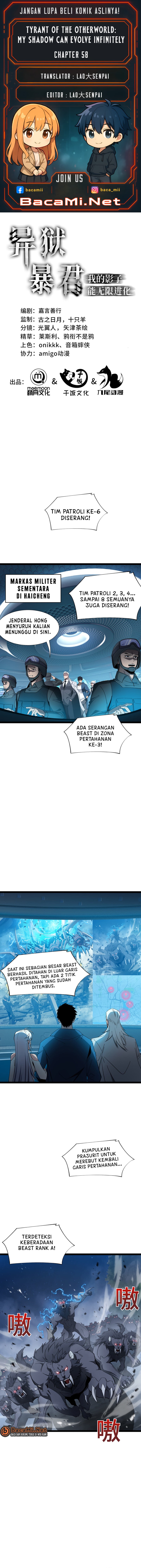 Tyrant of the Otherworld: My Shadow Can Evolve Infinitely Chapter 58 Bahasa Indonesia