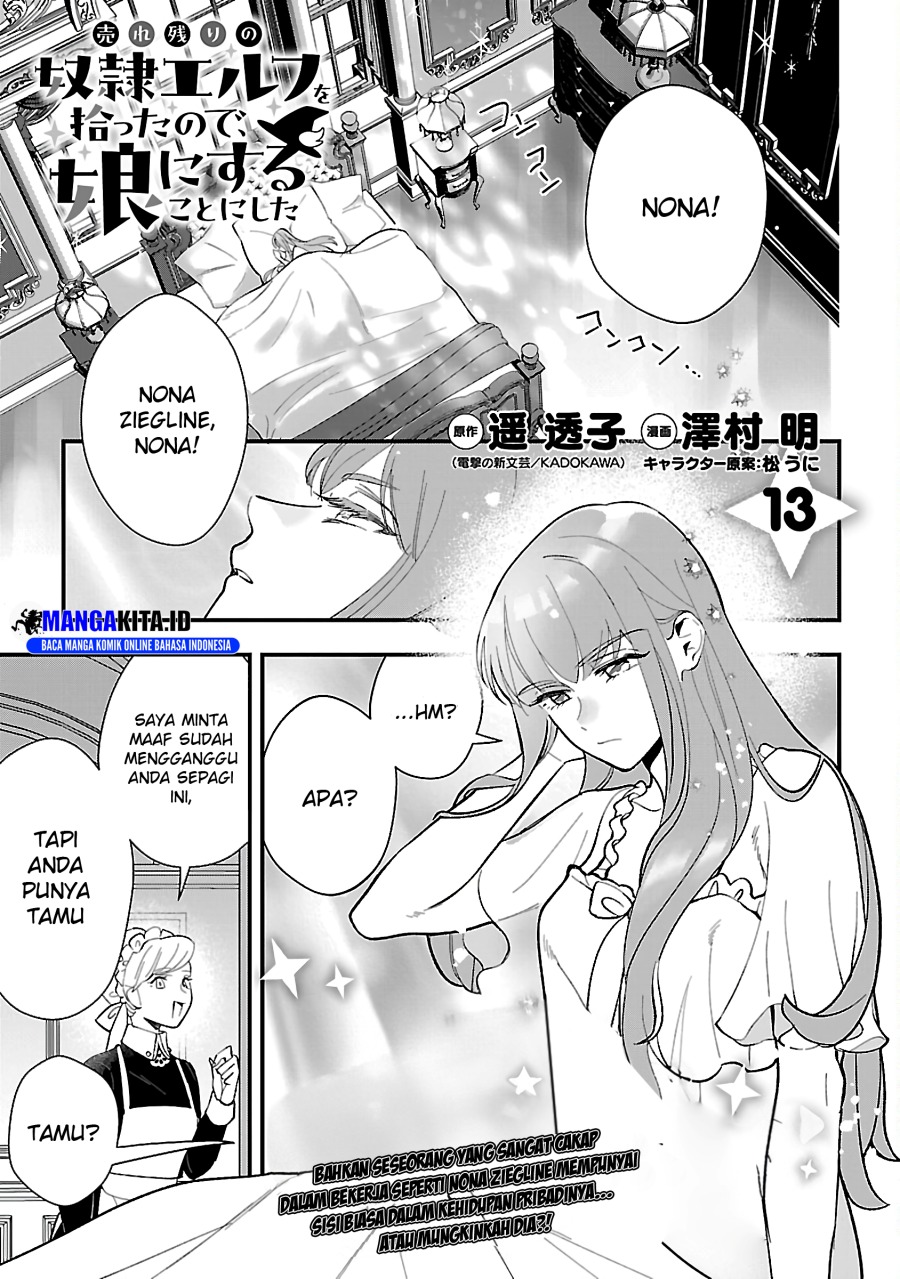 Urenokori no Dorei Elf wo Hirotta no de, Musume ni suru Koto ni shita Chapter 13.1 Bahasa Indonesia