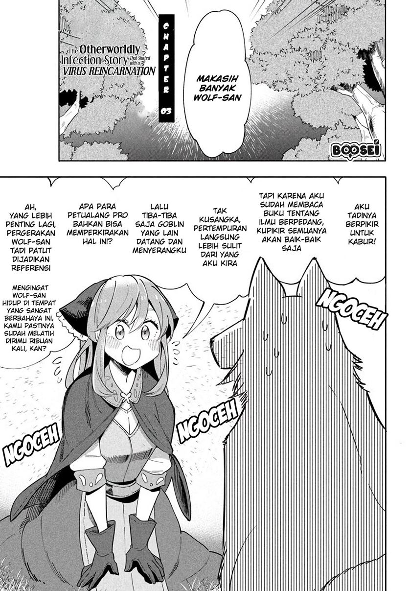 Virus Tensei kara Isekai Kansen Monogatari Chapter 03.1 Bahasa Indonesia