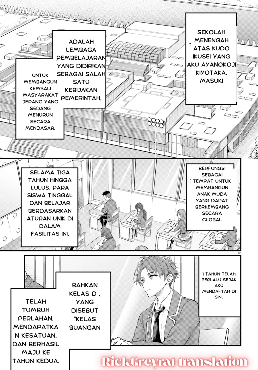 Youkoso Jitsuryoku Shijou Shugi no Kyoushitsu e 2-nensei-hen 2nd Stage Chapter 01.1 Bahasa Indonesia