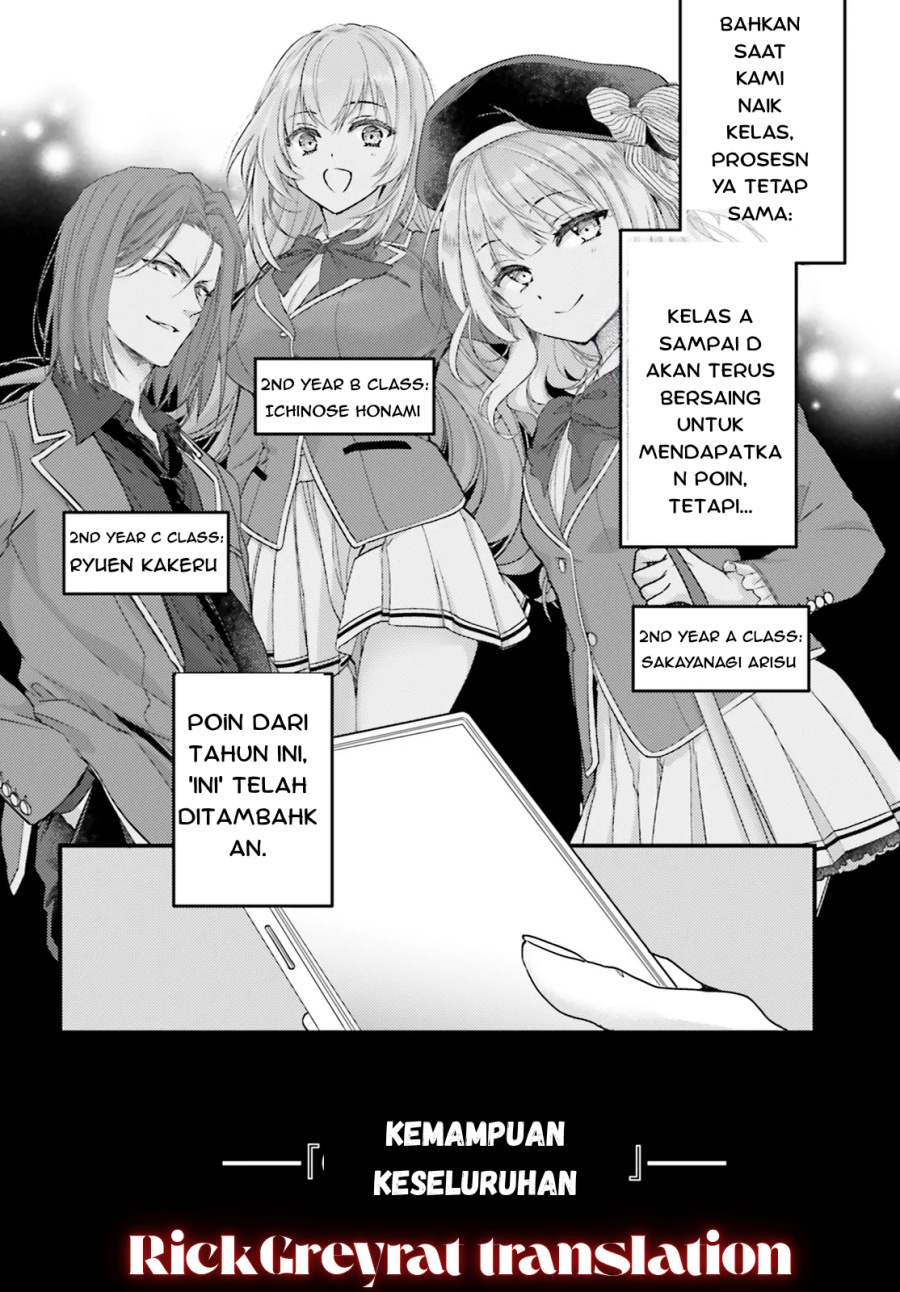 Youkoso Jitsuryoku Shijou Shugi no Kyoushitsu e 2-nensei-hen 2nd Stage Chapter 01.1 Bahasa Indonesia